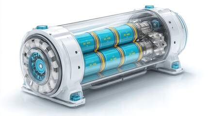 clean energy hydrogen power cell design isolated on white background