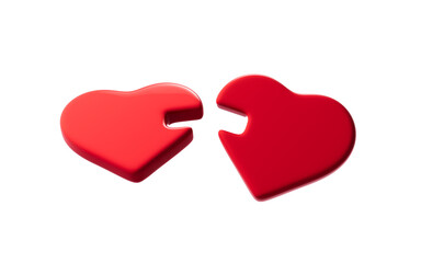 Love- shaped Jigsaw puzzle connecting, valentine day or Wedding theme, 3d rendering.