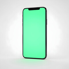 Green screen smartphone mockup for app design and development projects on white background