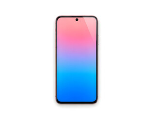 Smartphone mockup design with gradient screen display on white background