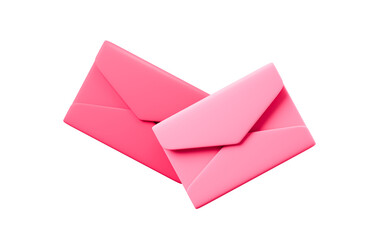 Pink envelope. Information love transfer. Love letter or wedding invitation card, Valentine's Day theme. Wedding theme, 3d rendering.