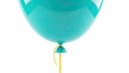 Close-up of a Teal Balloon with Yellow String