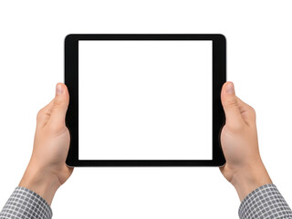 Mockup tablet display with blank screen for design and advertising purposes on white background