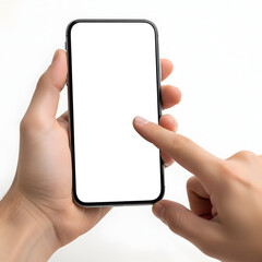 Smartphone mockup with blank screen for app or website design presentation on white background