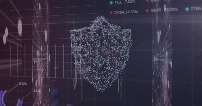 Cybersecurity network forms a digital shield for business tech.