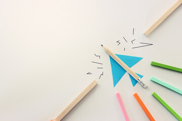 Concept image of a pencil airplane metaphor. Idea of leadership and education