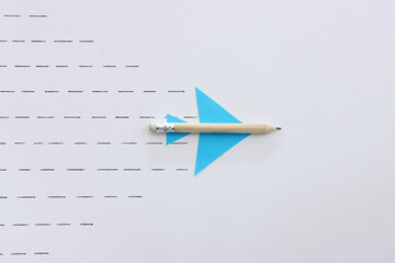 Concept image of a pencil airplane metaphor. Idea of leadership and education