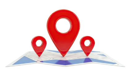 Red Map Pins on a Stylized Map
