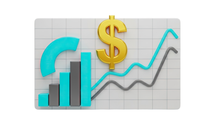 3D Financial Growth Chart with Dollar Sign
