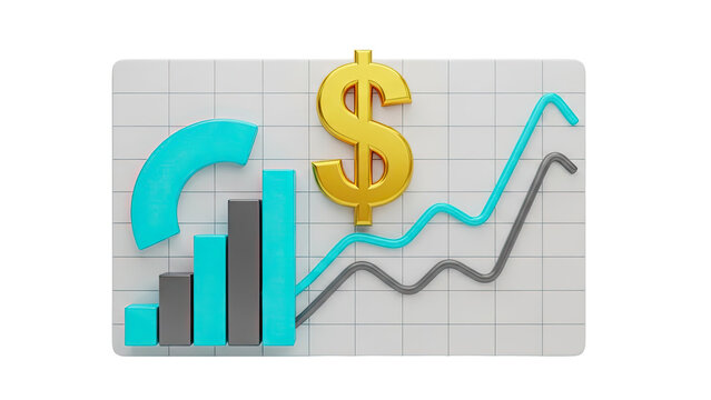 3D Financial Growth Chart with Dollar Sign - Powered by Adobe