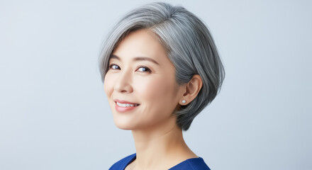 美しい白髪の女性 シルバーヘア グレイヘア 