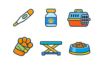 Veterinary and Pet Care Icons Set