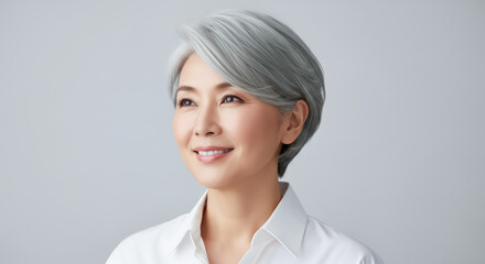 美しい白髪の女性 シルバーヘア グレイヘア 