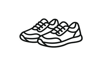 Pair of athletic shoes outline on a dark gray background