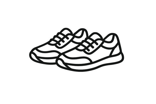 Pair of athletic shoes outline on a dark gray background