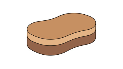Obraz premium Brown layered abstract shape resembling a sponge or a mattress on a white background