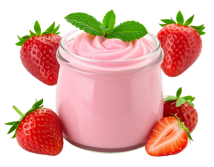 Pink Strawberry Pudding isolated on transparent or white backgrounds
