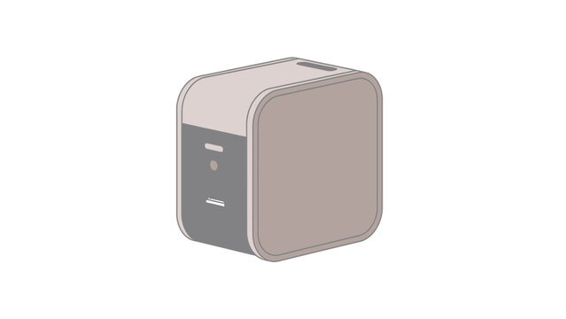 Stylized compact electronic device illustration, representing a modern mini computer, network hub, or power adapter concept in a clean, minimalist design