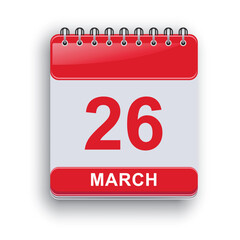 March 26 Daily Calendar Template Simple Modern Design