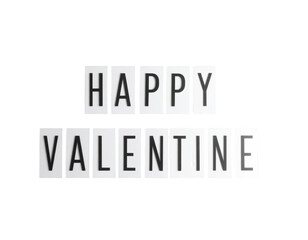 Obraz premium Happy Valentine in a minimalist thin sans-serif font,white background.