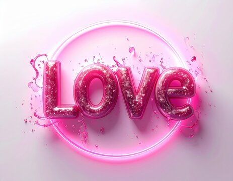 Sweet Love text with a glowing pink halo effect,white background - Powered by Adobe