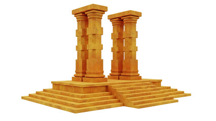 Ancient Temple Pillars and Steps