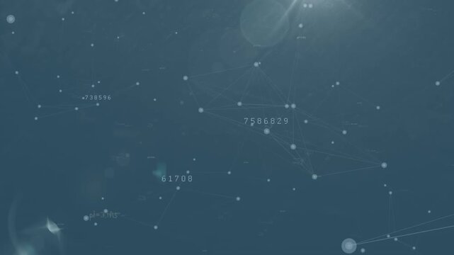 Animation of connections and data processing over black background