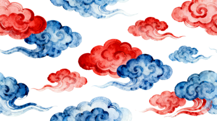 Watercolor Chinese Clouds Art Pattern