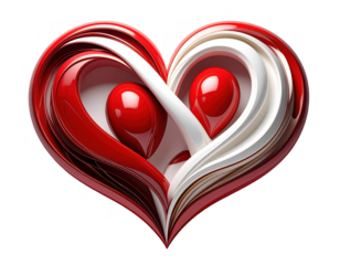 Abstract 3D hearts intertwined symbolizing eternal love art,white background