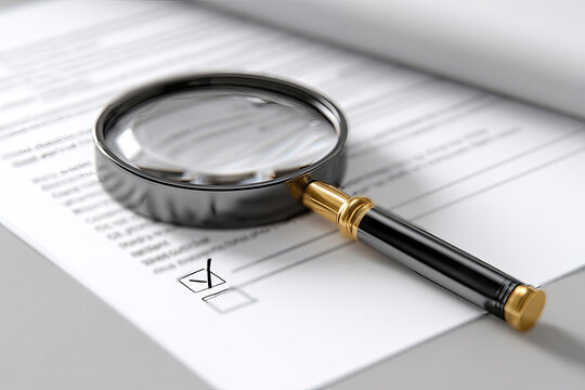 magnifying glass and check mark icon,show check the authenticity of the document,concept of rules of conduct rules and policies company regulations Terms and Conditions