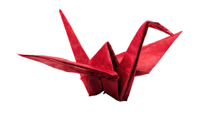 Crimson Origami Paper Crane Decoration