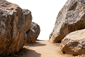 Rocky Pathway Between Large Boulders
