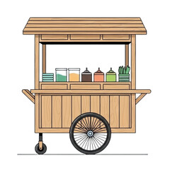 wooden cart isolated on white