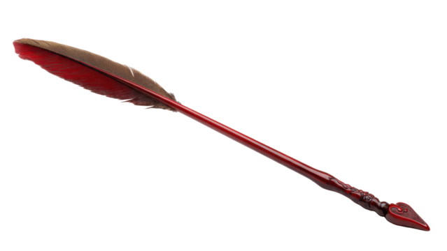 Elegant Red Feather Quill Pen - Powered by Adobe