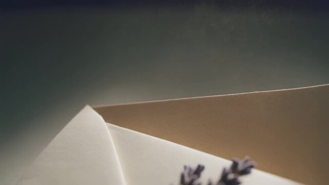 Lavender flower and envelope with soft light