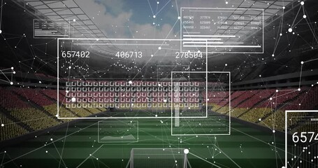 Digital data and network connections animation over soccer stadium scene - Powered by Adobe