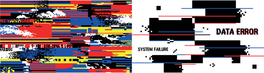 Colorful Glitch Noise Texture and Data Error Text