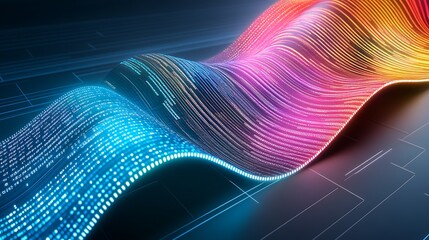 Colorful Data Wave in Digital Landscape