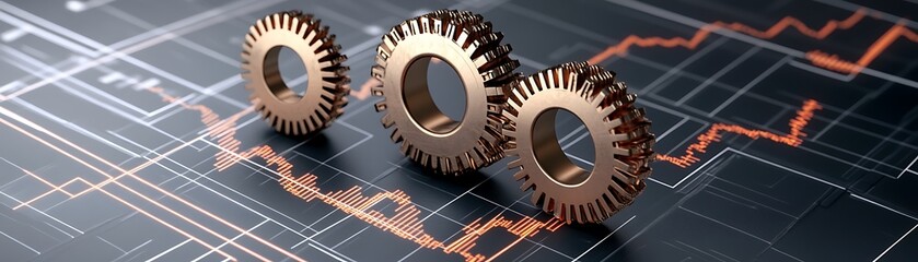 Gears and Graphs Displaying Industrial Progress Concept