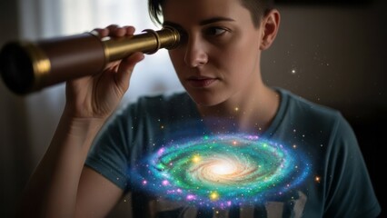 Exploring the Universe with a Telescope Galaxy Space Exploration. Concept featuring telescope, universe, galaxy, space, exploration.