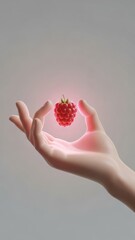 Hand Holding a Raspberry Fruit Healthy Eating Nutrition. Concept featuring raspberry, fruit, hand, healthy eating, nutrition.