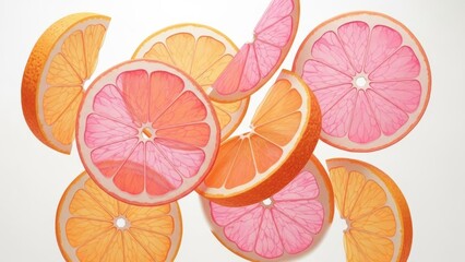 Colorful Citrus Fruit Slices Orange Pink Vibrant. Concept featuring citrus, fruit, slices, orange, pink.