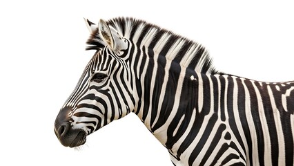 Fototapeta premium Zebra Head Close-up on White Background