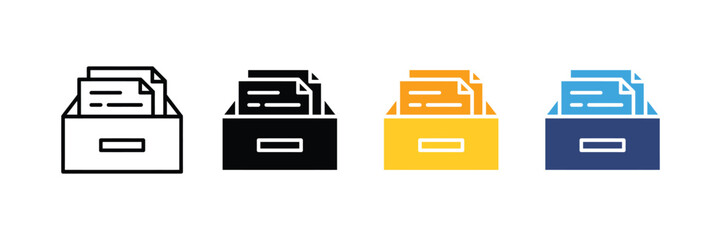 document tray icon set. file organization and storage symbol. vector illustration