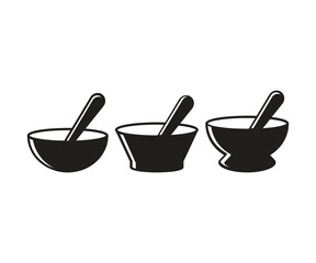 soup bowl and spoon icons set illustration vector