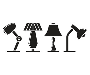 table lamp and floor lamp icons set illustration vector