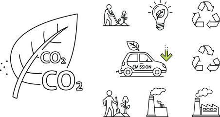 Eco-friendly electric car charging station icons promoting sustainability in a natural environment