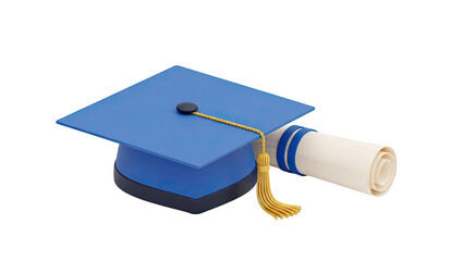 Blue Graduation Cap and Diploma