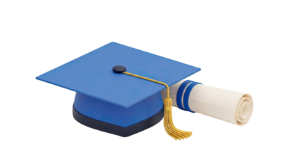 Blue Graduation Cap and Diploma