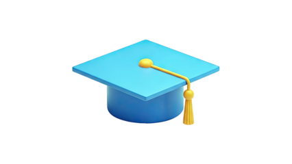 Blue Graduation Cap with Orange Tassel